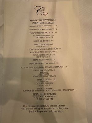 Menu photo 1 C29 St. Helena, CA