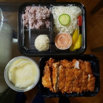 Pungnyeon Katsu - Takeout tonkatsu with brown rice, cabbage, mashed potato and cream soup. Delicious~ - Japanese Near Me - Philadelphia, Pennsylvania