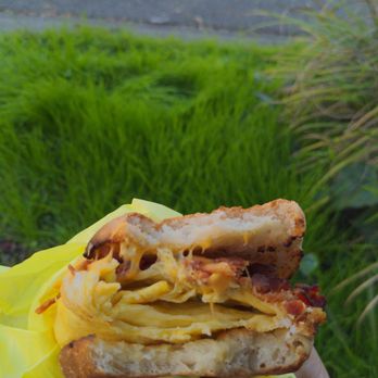 Dream Fluff Donuts - Number 18. Bacon egg and cheese on an English muffin - Donuts Near Me - Berkeley, California Dream Fluff Donuts - Number 18. Bacon egg and cheese on an English muffin - Donuts Near Me - Berkeley, California