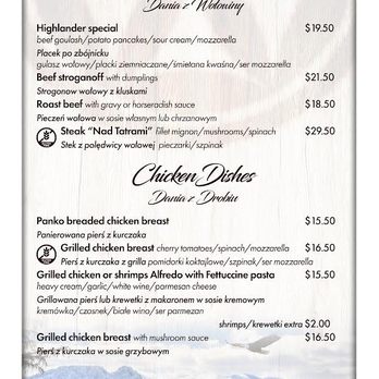 Nad Tatrami - New menu - Polish Near Me - Monee, Illinois