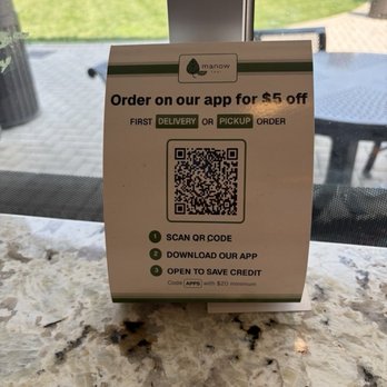 Manow Thai - Scan code to order on their app. with discount for using. - Thai Near Me - Clarksville, Maryland Manow Thai - Scan code to order on their app. with discount for using. - Thai Near Me - Clarksville, Maryland