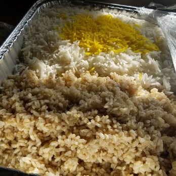 Panini Kabob Grill - Two kinds of rice, Basmati topped with saffron rice, and moist brown rice. - Mediterranean Near Me - Riverside, California Panini Kabob Grill - Two kinds of rice, Basmati topped with saffron rice, and moist brown rice. - Mediterranean Near Me - Riverside, California