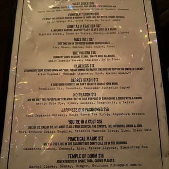 Oldfields Liquor Room - Cocktail menu - Lounges Near Me - Los Angeles, California