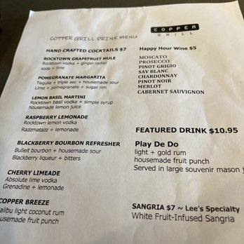 Copper Grill - Drink menu - New American Near Me - Little Rock, Arkansas Copper Grill - Drink menu - New American Near Me - Little Rock, Arkansas