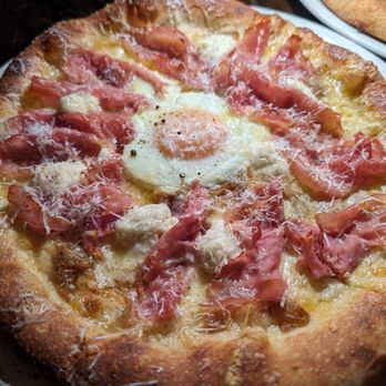 Pizzeria Mozza - CROQUE MADAME   bechamel, caramelized onions, prosciutto cotto & sunny egg - Pizza Near Me - Los Angeles, California