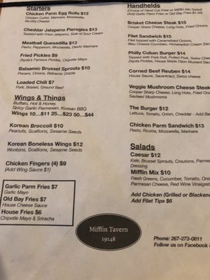 Menu photo 5 Mifflin Tavern Philadelphia, PA Menu photo 5 Mifflin Tavern Philadelphia, PA