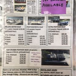 Lake Chabot Marina & Café - Rental menu 28JUL2019