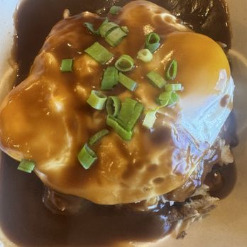 Kihei Caffe Lahaina - Loco moco with kahlua pork and sunny side up eggs - Breakfast & Brunch Near Me - Lahaina, Hawaii Kihei Caffe Lahaina - Loco moco with kahlua pork and sunny side up eggs - Breakfast & Brunch Near Me - Lahaina, Hawaii