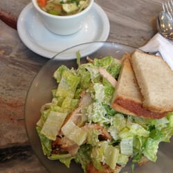Rhubarb Food Design - Classic Chicken Caesar Salad with Grilled Lemon Chicken and Vegetable Soup