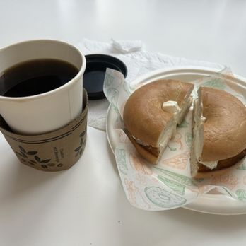 Uptown Cafe - Plain bagel with cream cheese (not on the menu) and a cup of coffee - Coffee & Tea Near Me - Chantilly , Virginia