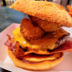 Big Earl's Greasy Eats - CAVE CREEK BBQ  BURGER-  Cheddar cheese, bacon, onion ring, BBQ sauce