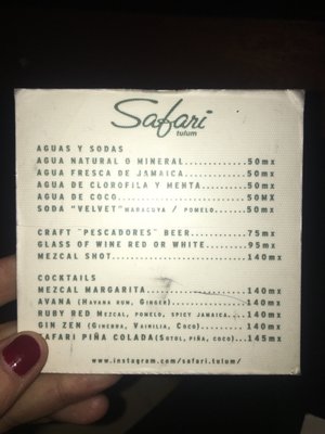 Menu photo 4 Safari Tulum, ROO Menu photo 4 Safari Tulum, ROO
