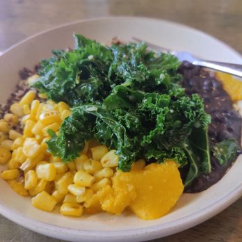 Quantum Leap - Polenta with corn and garlic kale with black beans on the side - Vegetarian Near Me - New York, New York
