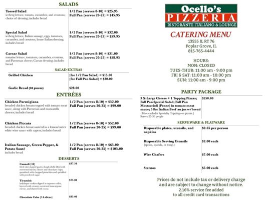 Menu photo 6 Ocello’s Pizzeria Poplar Grove, IL