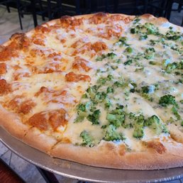 Half buff chick half white with broccoli