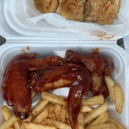 Wings and grilled fish Wings and grilled fish