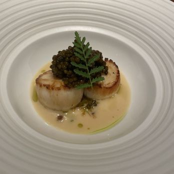 Chef's Table at Brooklyn Fare - Scallops topped with caviar in a vin jeune sauce - Japanese Near Me - New York, New York Chef's Table at Brooklyn Fare - Scallops topped with caviar in a vin jeune sauce - Japanese Near Me - New York, New York