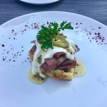 Grey Ghost - House made bologna on waffle was amazing! ($10) - American Near Me - Detroit, Michigan