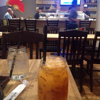 Sushi Station - Thai tea facing the large screen TV - Sushi Bars Near Me - Webster Groves, Missouri Sushi Station - Thai tea facing the large screen TV - Sushi Bars Near Me - Webster Groves, Missouri