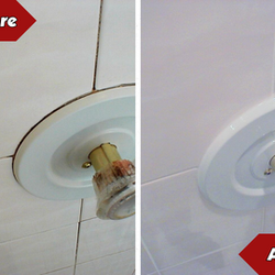 The Grout Doctor - North Charleston - Before and after re-grouting and re-caulking