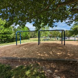This is one of several views of the original playground before replacement. Photo taken April 22, 2023.