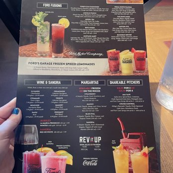 Ford's Garage Florence - Drink menu - Burgers Near Me - Florence, Kentucky Ford's Garage Florence - Drink menu - Burgers Near Me - Florence, Kentucky