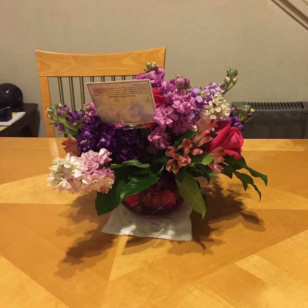 Marleigh's Floral Design - Back view 12.5 hours after delivery (my mom might have slightly moved something). Photo taken past midnight. Prettier in person. [: - Florists Near Me - Milpitas, California Marleigh's Floral Design - Back view 12.5 hours after delivery (my mom might have slightly moved something). Photo taken past midnight. Prettier in person. [: - Florists Near Me - Milpitas, California