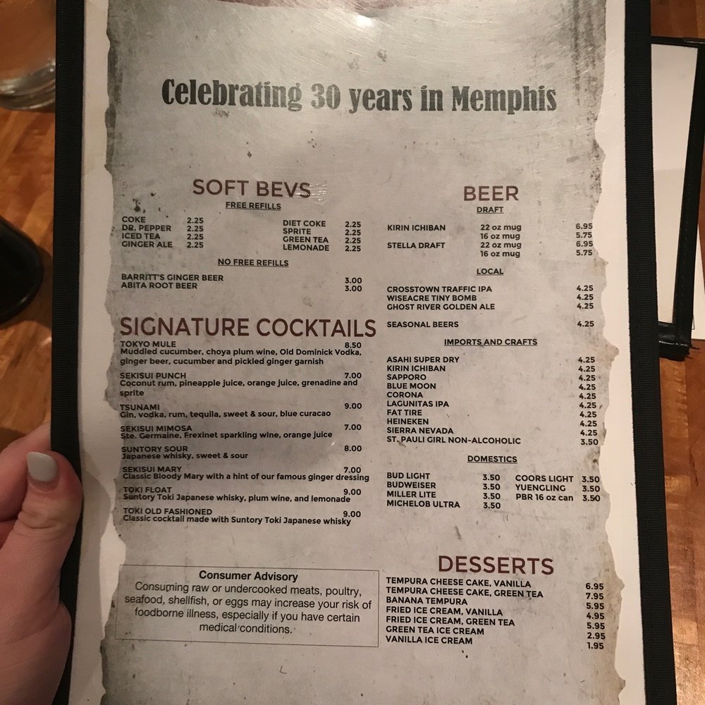 Cocktail menu
