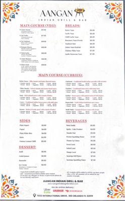 Menu photo 1 Aangan Indian Grill and Bar Orlando, FL