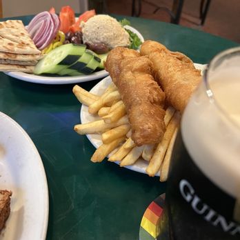 Owl'n Thistle Irish Pub - Fish and chips, hummus plate (half) - Irish Near Me - Seattle, Washington Owl'n Thistle Irish Pub - Fish and chips, hummus plate (half) - Irish Near Me - Seattle, Washington