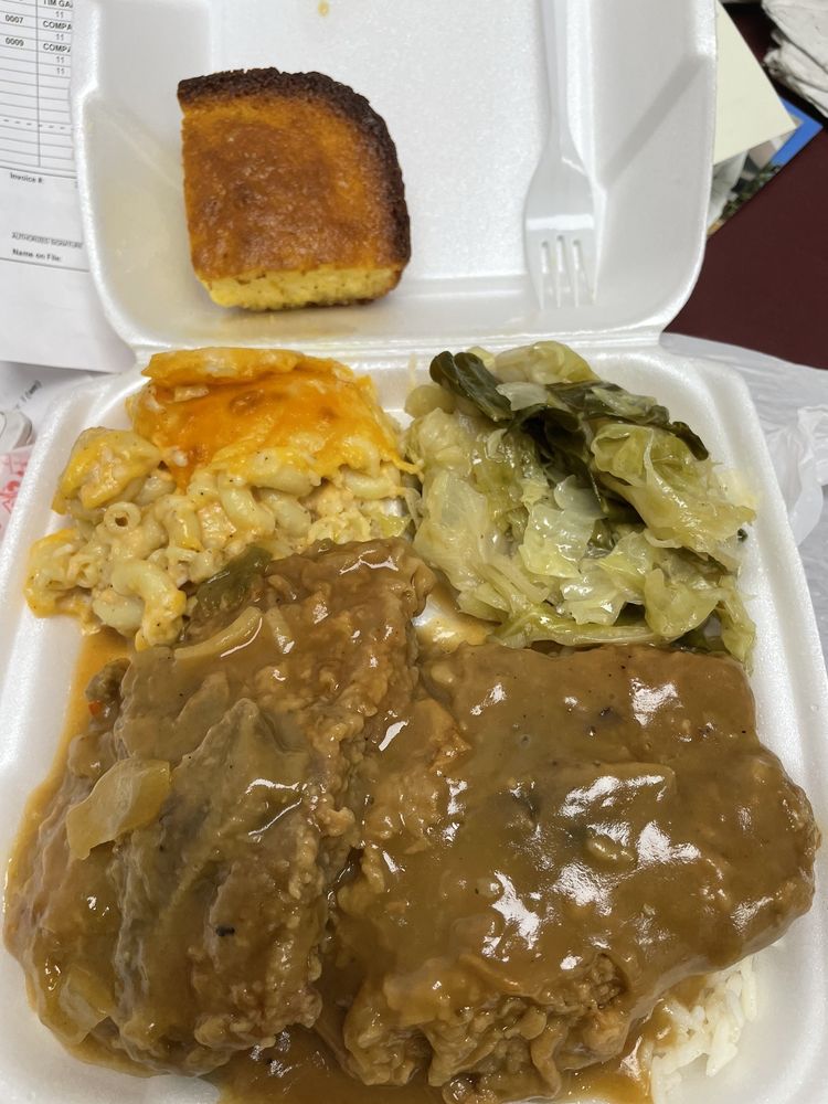 Mac and cheese collard greens and candied yams