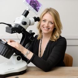Devine & Co. Private Jeweler & Appraiser - Shelly Devine Behind the Microscope