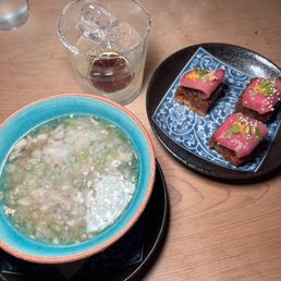 Wild Mushroom Miso Soup & Yellowfin Tuna Crispy Rice House Margarita Wild Mushroom Miso Soup & Yellowfin Tuna Crispy Rice House Margarita