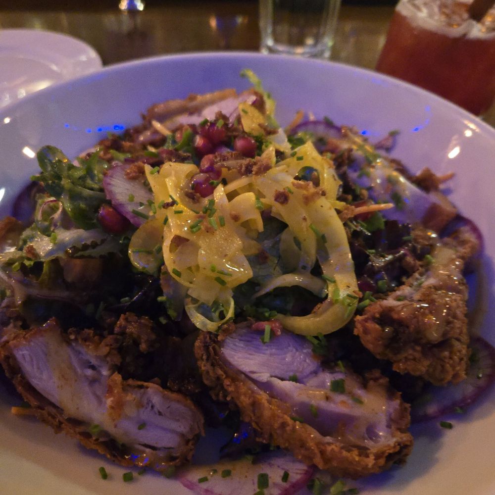 Cafe Adam - Delicious salad w/fried chicken - Modern European Near Me - Great Barrington, Massachusetts