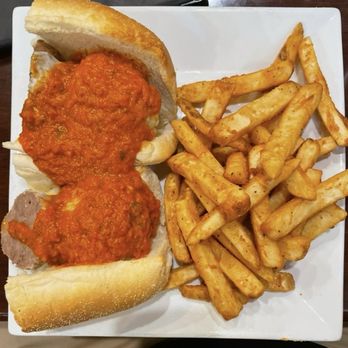Franco's Italian Bistro - A weekday special on their overstuffed traditional meatball sub and hot crispy fries - Italian Near Me - Catonsville, Maryland Franco's Italian Bistro - A weekday special on their overstuffed traditional meatball sub and hot crispy fries - Italian Near Me - Catonsville, Maryland