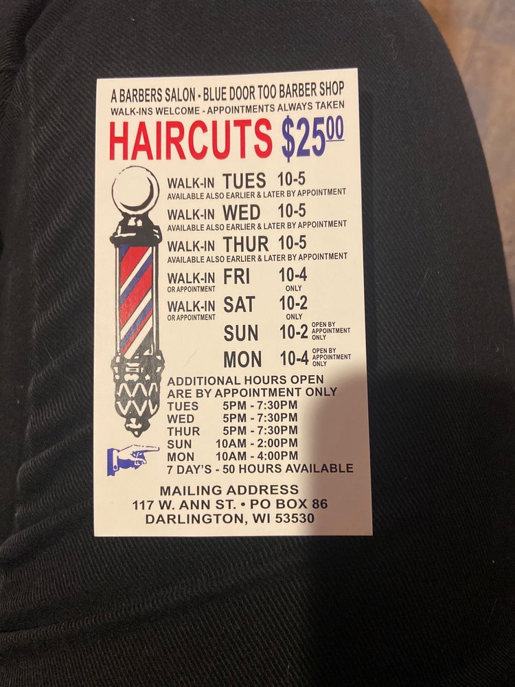 BLUE DOOR TOO BARBER SHOP Updated August 2024 613 W Water St