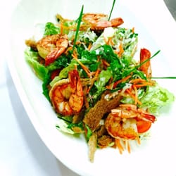 "caesar salad" Romanasalatherzen/Parmesan/gebratenen Gambas/Croutons