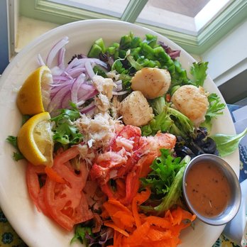 Winnegance Restaurant & Bakery - Captain's salad with local crabmeat, lobster and scallops. - Convenience Stores Near Me - Bath, Maine Winnegance Restaurant & Bakery - Captain's salad with local crabmeat, lobster and scallops. - Convenience Stores Near Me - Bath, Maine