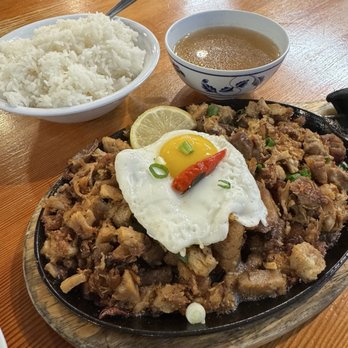 Fil Cuisine - Pork Sisig, rice, soup - Filipino Near Me - Kent, Washington