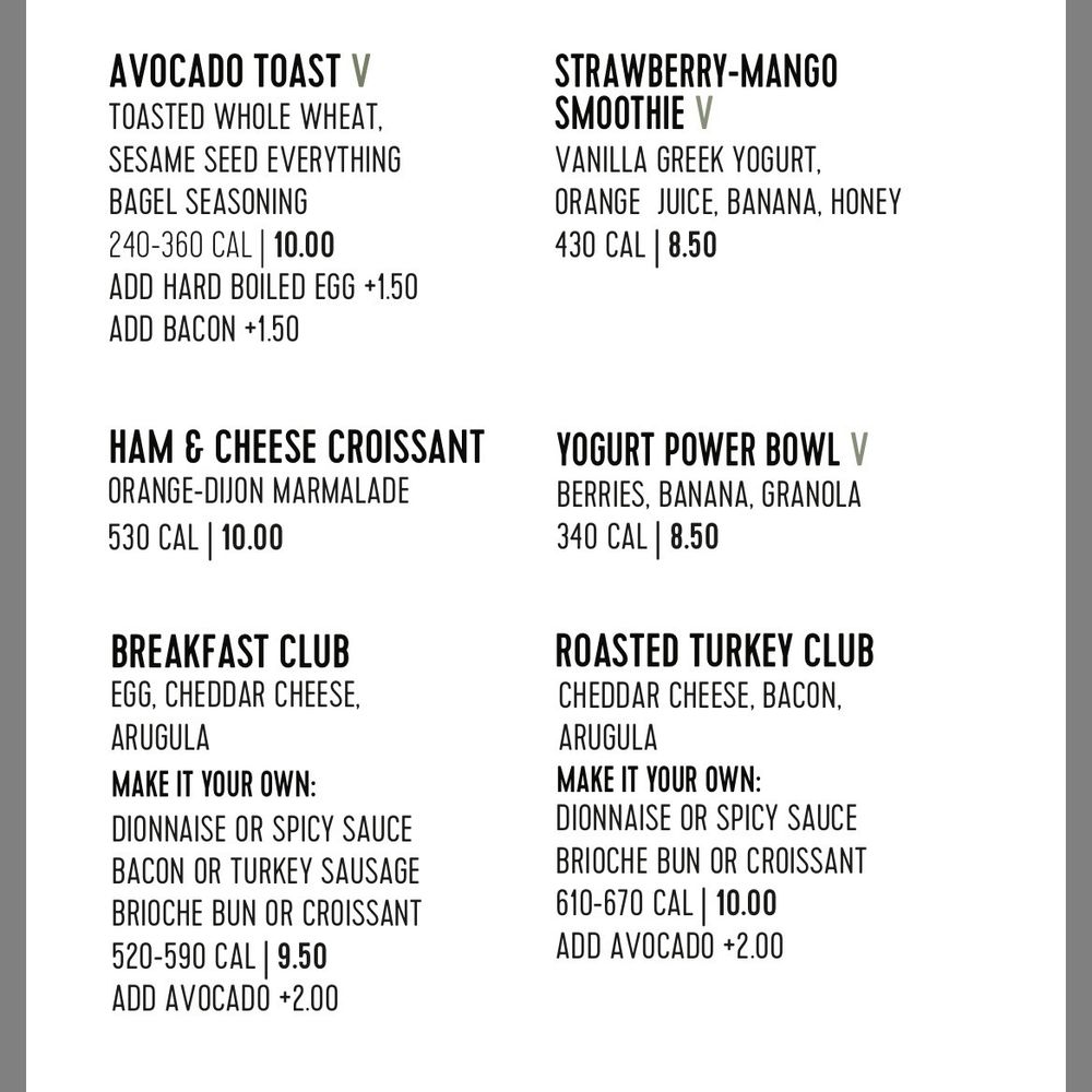 Current food menu (November 2025) Current food menu (November 2025)