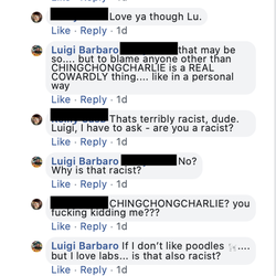 Nino's Italian Restaurant - Luigi is the owner. He thinks racism is funny. He also hugs people outside his family during covid.