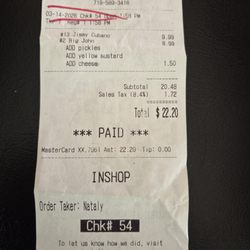 Jimmy John’s - Receipt. Look at the name and date.