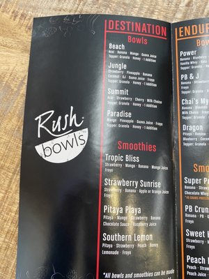 Menu photo 5 Rush Bowls Boise, ID