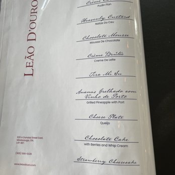 Leão D'ouro Restaurant Bar - menu - Bars Near Me - Mississauga, Ontario Leão D'ouro Restaurant Bar - menu - Bars Near Me - Mississauga, Ontario