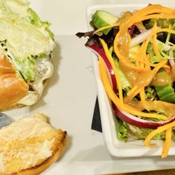Morgan's Tavern - 9/26 1/2lb backyard burger with a side salad