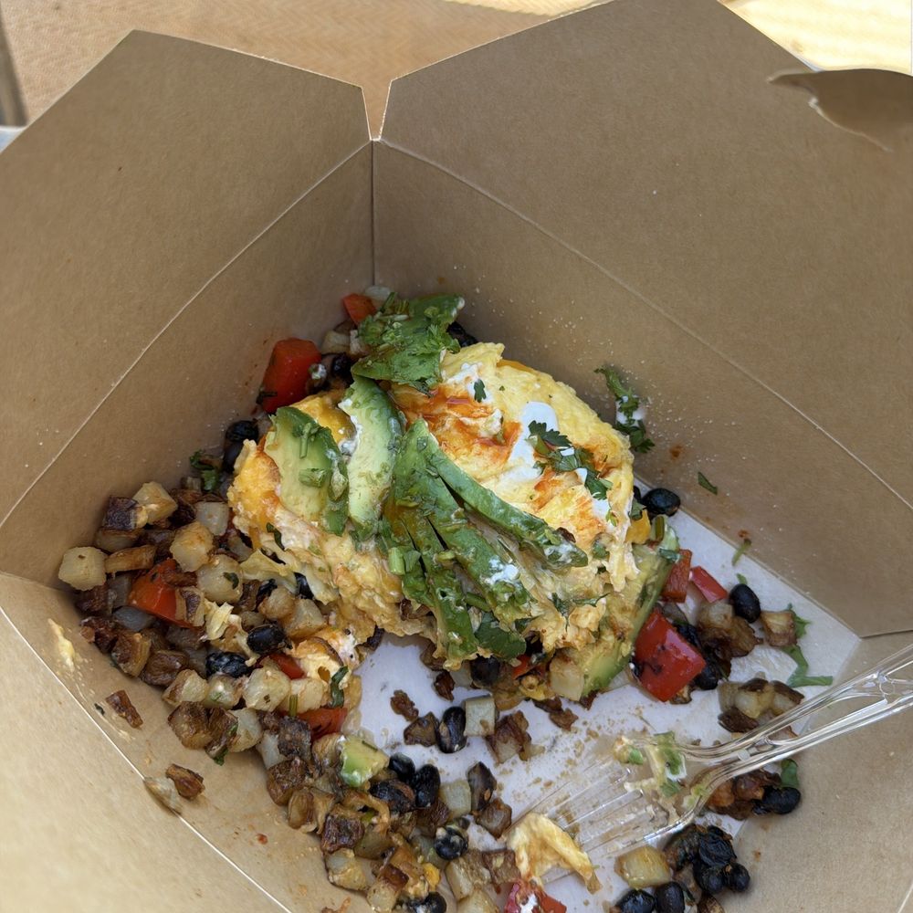 Huevos Rancheros- half eaten because it was so good I didn't stop to take a picture.