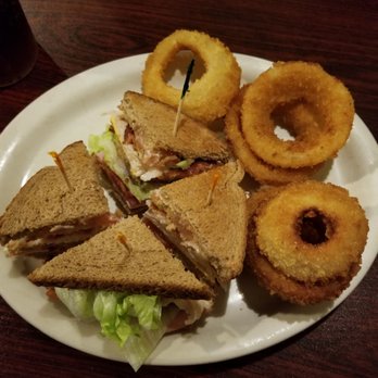DJ's Steakhouse Bar And Grill - Club sandwich with onion rings - American Near Me - Winchester, Kentucky