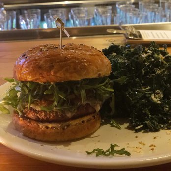 True Food Kitchen - Burger with kale salad - New American Near Me - Boca Raton, Florida