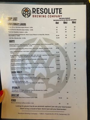 Menu photo 2 Resolute Brewing Centennial, CO