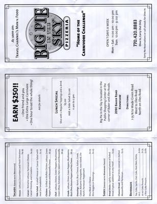 Menu photo 5 Big Pie In the Sky Kennesaw, GA